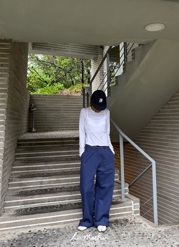 洗水標斜紋布高腰褲